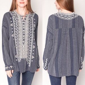 Johnny Was Embroidered Oversized Tunic Blouse EUC